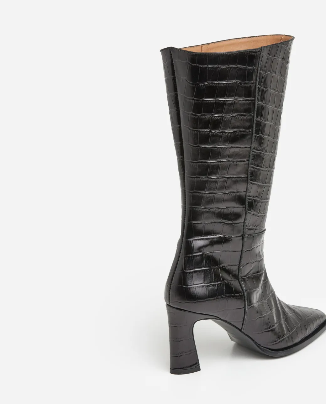 ava_leather_black_croco_3.webp Boots | High-Shaft Boots^Flattered Ava Leather Croco Black