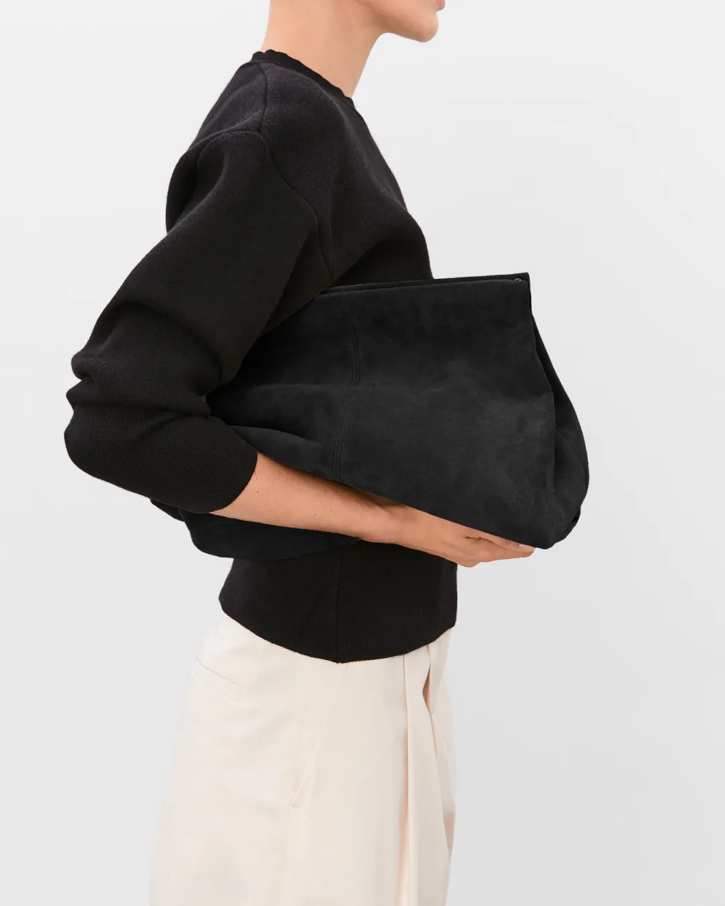 clay_clutch_suede_black_1.webp Clutch Bags^Flattered Clay Clutch Suede Black