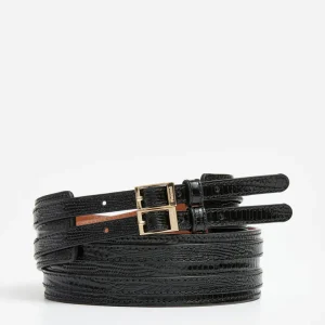 Belts^Flattered Emily Belt Lizzard Leather Black