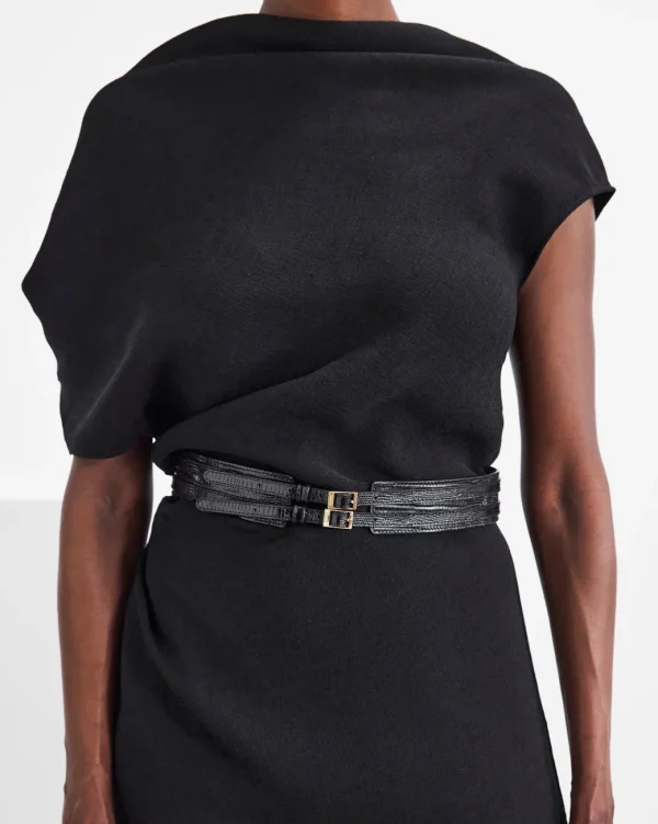 Belts^Flattered Emily Belt Lizzard Leather Black