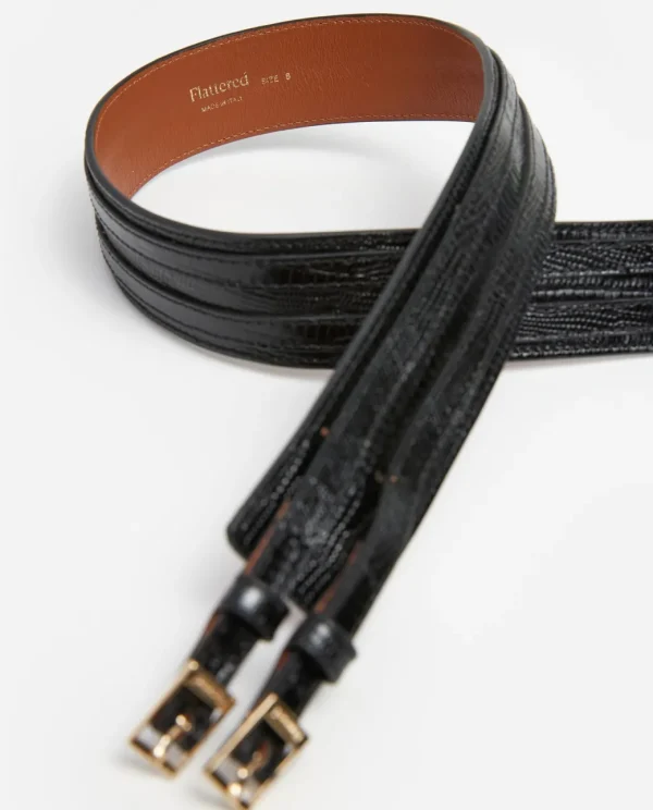 Belts^Flattered Emily Belt Lizzard Leather Black