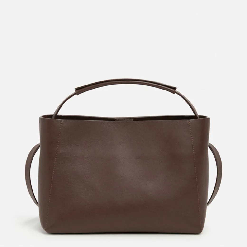 hedda_midi_handbag_leathe_0-1.webp Top Handle Bags | Shoulder Bags^Flattered Hedda Midi Handbag Leather Chocolate