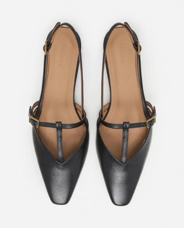 Sandals^Flattered Josefin Lizzard Leather Black