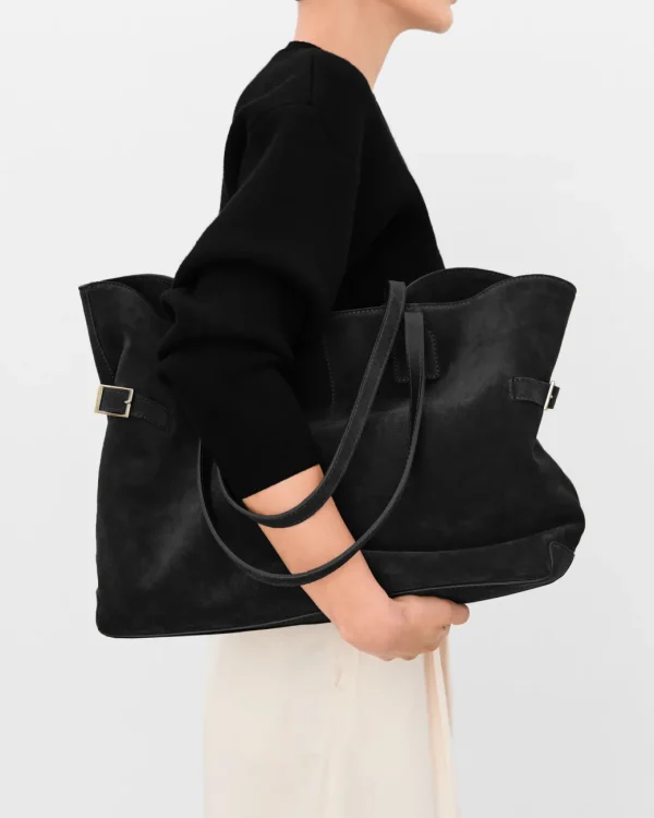 Tote Bags^Flattered Lesley Tote Bag Suede Black