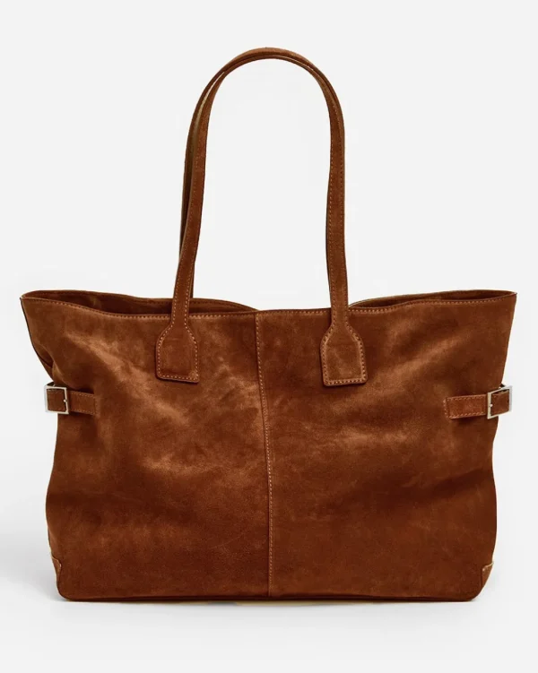 Tote Bags^Flattered Lesley Tote Bag Suede Bourbon