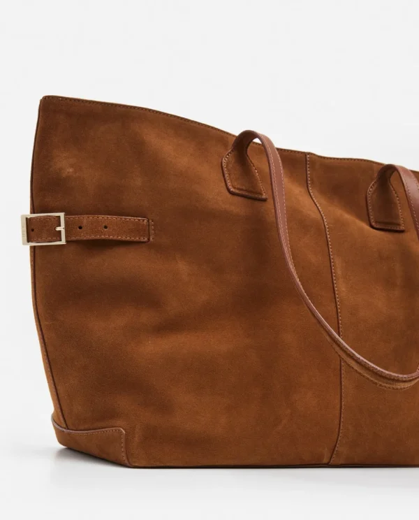 Tote Bags^Flattered Lesley Tote Bag Suede Bourbon