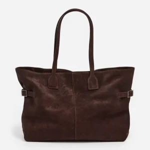 Tote Bags^Flattered Lesley Tote Bag Suede Chocolate
