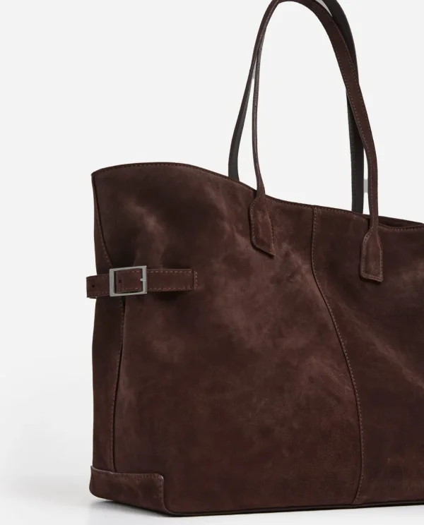 Tote Bags^Flattered Lesley Tote Bag Suede Chocolate