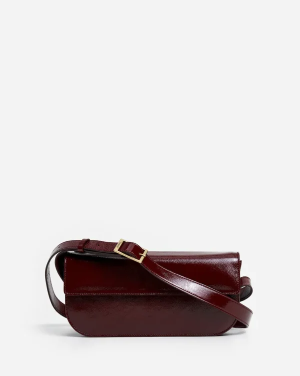 Shoulder Bags^Flattered Lillie Shoulder Bag Leather Brick Red Patent