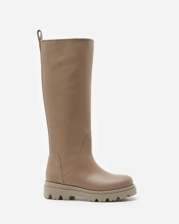 High-Shaft Boots^Flattered Luna Leather Taupe