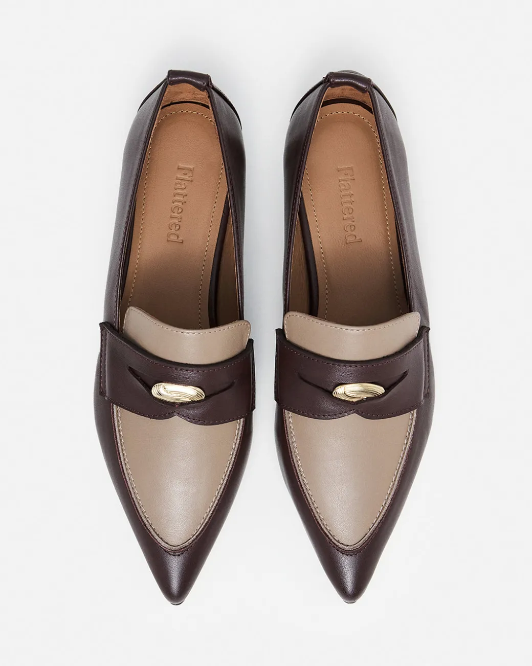 penelope_leather_taupebur_3.webp Loafers^Flattered Penelope Leather Taupe/Burgundy