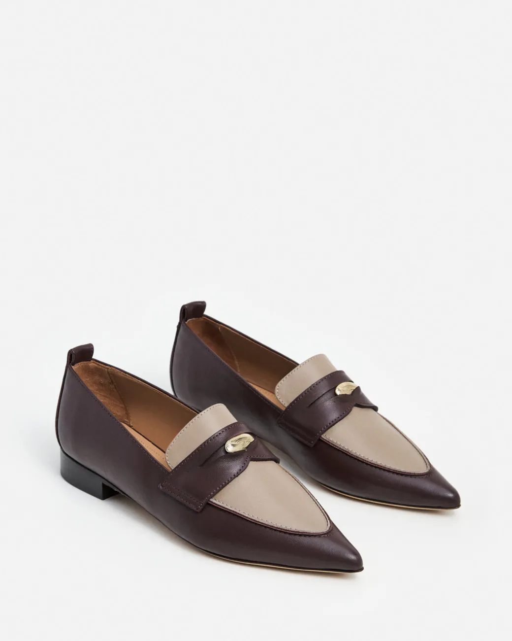 penelope_leather_taupebur_4.webp Loafers^Flattered Penelope Leather Taupe/Burgundy