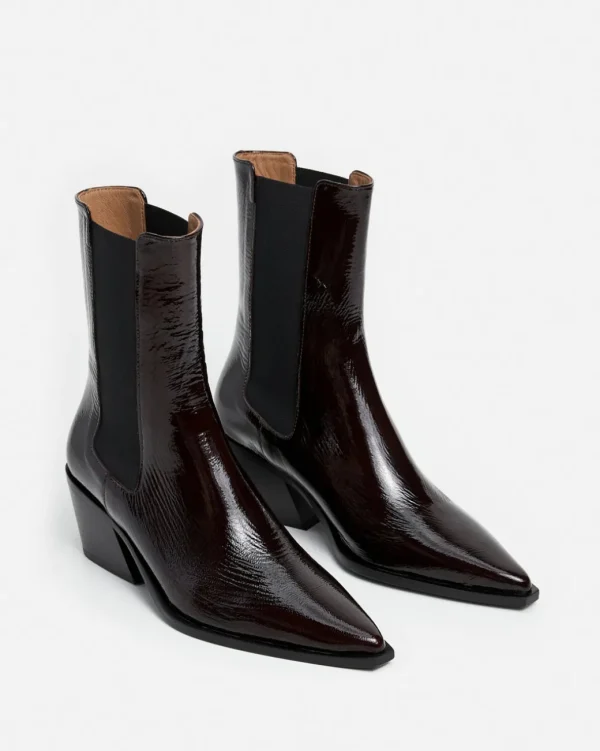 Boots^Flattered Sandra Leather Patent Burgundy