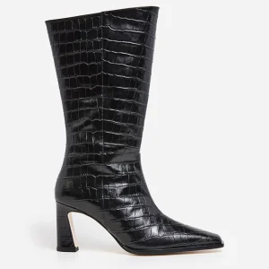 Boots | High-Shaft Boots^Flattered Ava Leather Croco Black