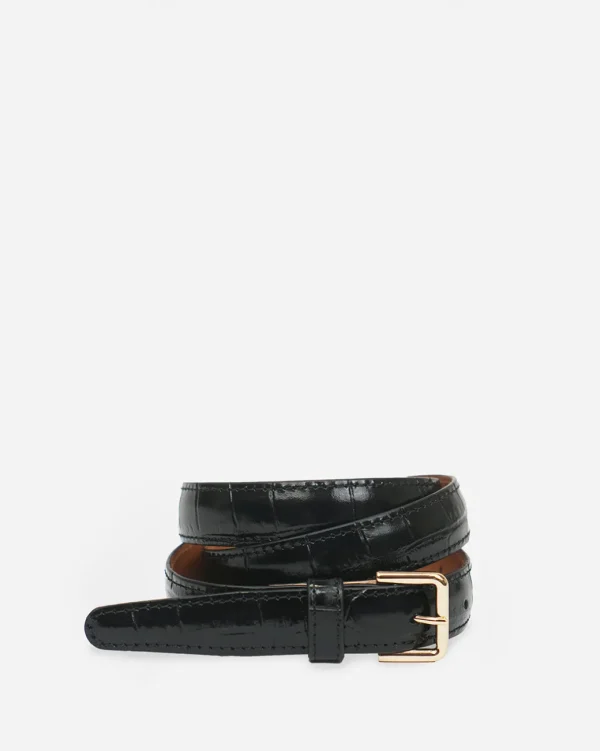Belts^Flattered Barbara Belt Leather Croco Black